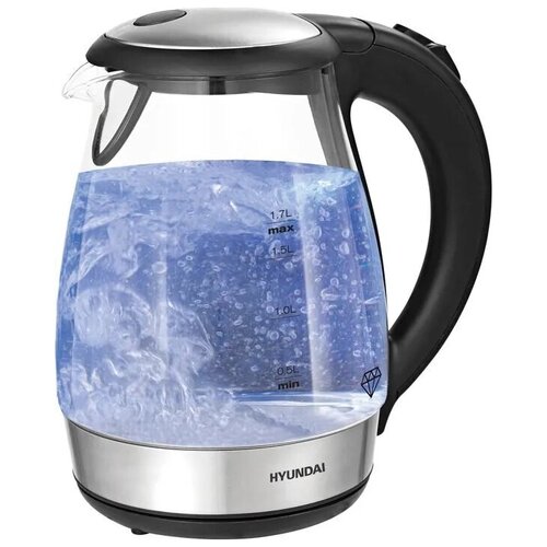 Чайник электрический Hyundai HYK-G3803 17л 2200Вт черныйсеребристый корпус стекло 328900₽