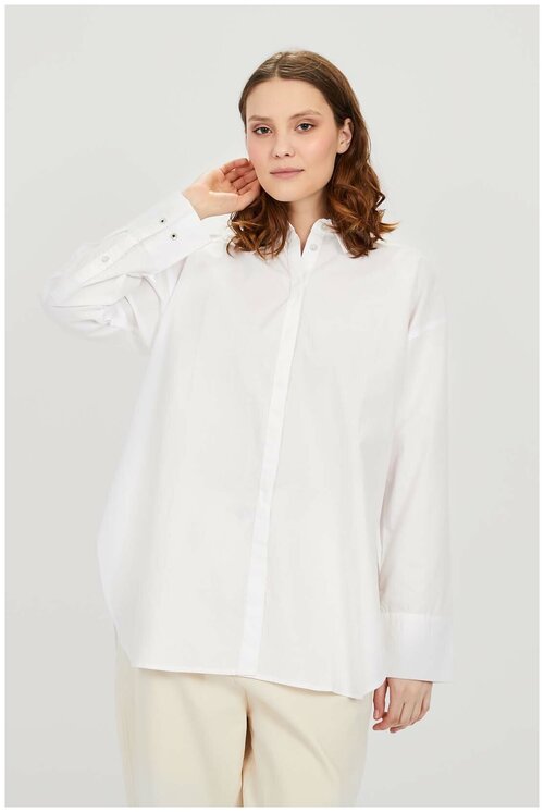 Блузка BAON Удлинённая белая рубашка Baon B1722039, размер: XL, белый