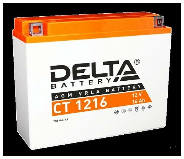 DELTA battery Аккумулятор СТ12В-16 А/ч "Delta" YB16AL-A2 ( пусковой ток 200А )