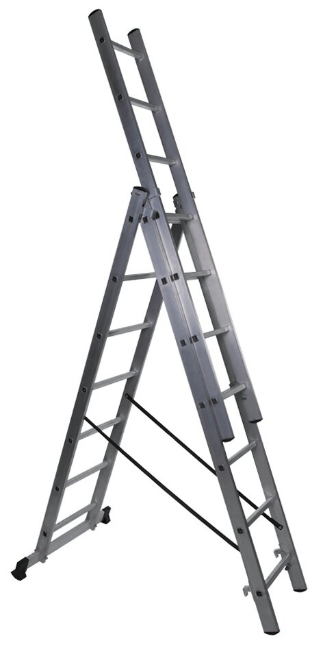 Лестница трехсекционная ALUTEK Professional высота 7,7м 3х10 ступеней