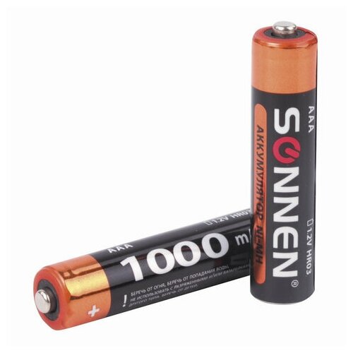 Батарейки аккумуляторные комплект 2 SONNEN AAA (HR03) Ni-Mh 1000 mAh в блистере, 2 шт - фотография № 2