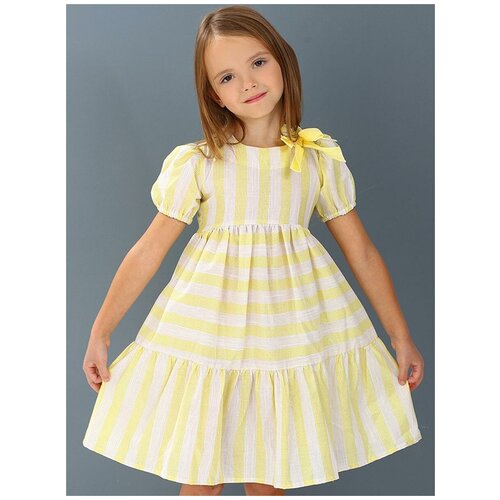 Платье Y-CLU', в полоску, размер 98, желтый