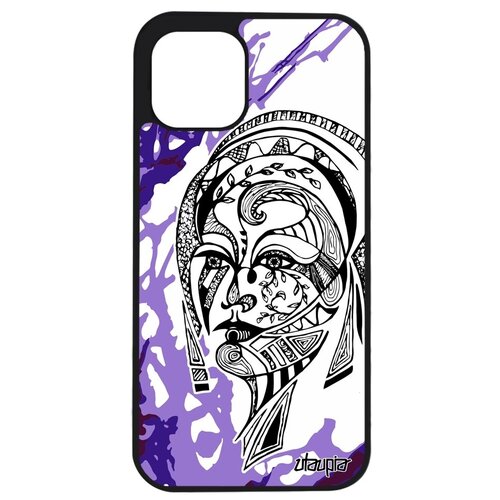 фото Противоударный чехол на мобильный // iphone 12 pro max // "портрет женщины" цветок этнический, utaupia, фиолетовый