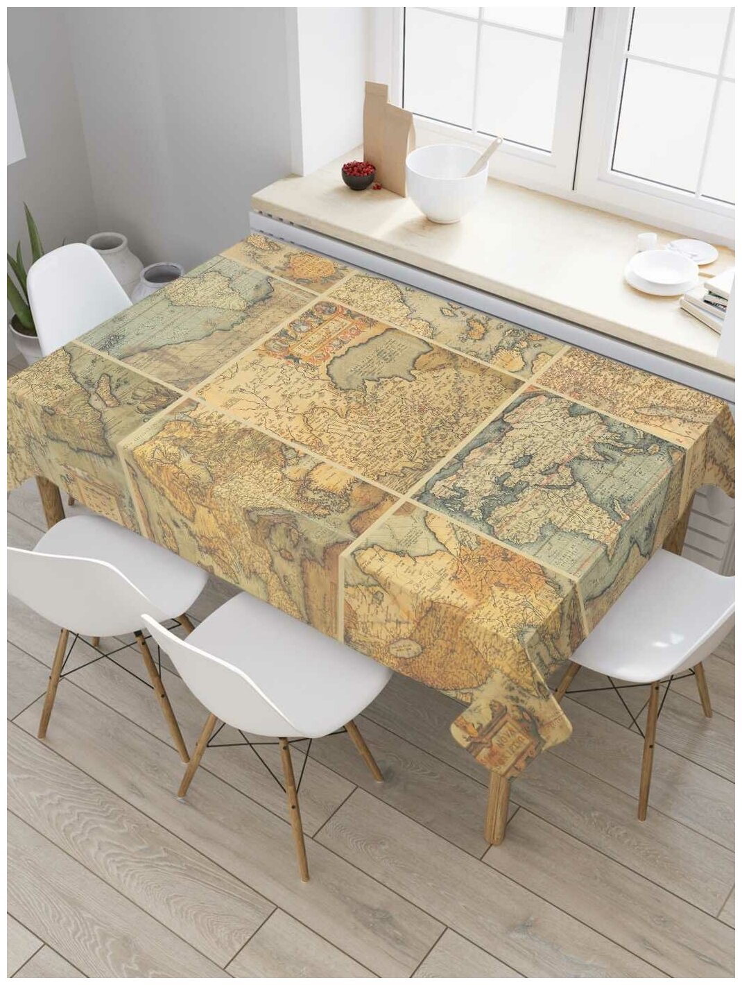 Скатерть прямоугольная JoyArty на кухонный стол "Дорожная карта" из оксфорда, 180x145 см