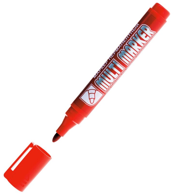 Маркер перманентный Crown "Multi Marker" красный, 3мм, упаковка 12 шт.