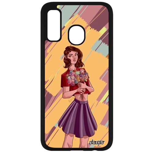 фото Противоударный чехол на телефон // samsung galaxy a40 // "девушка и цветы" дизайн модель, utaupia, желтый