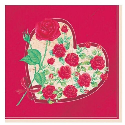 Салфетки сервиров.Daisy Сердце/розы, 33х33х3сл., 20шт
