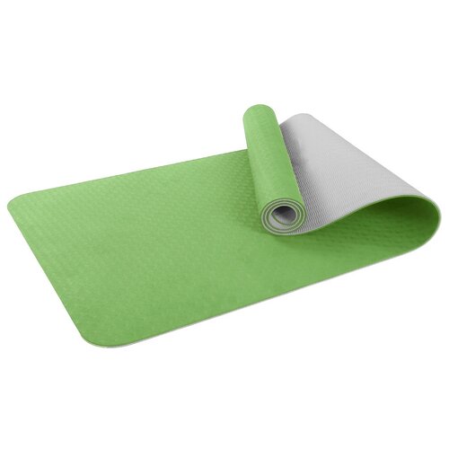 Коврик для фитнеса и йоги Larsen TPE двухцветный зелёный/серый р183х61х0,6см
