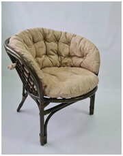 Кресло из натурального ротанга с большой светлой подушкой Багама, цвет олива
