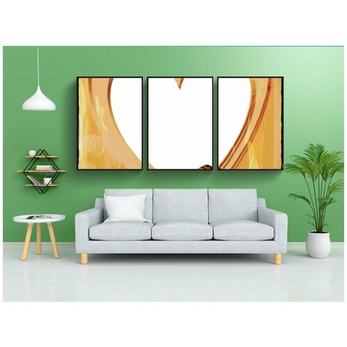 фото Набор модулных постеров для интерьера "фоторамка, рамка рисунка, сердце" 60x90 см. в тубусе, без рамки lotsprints