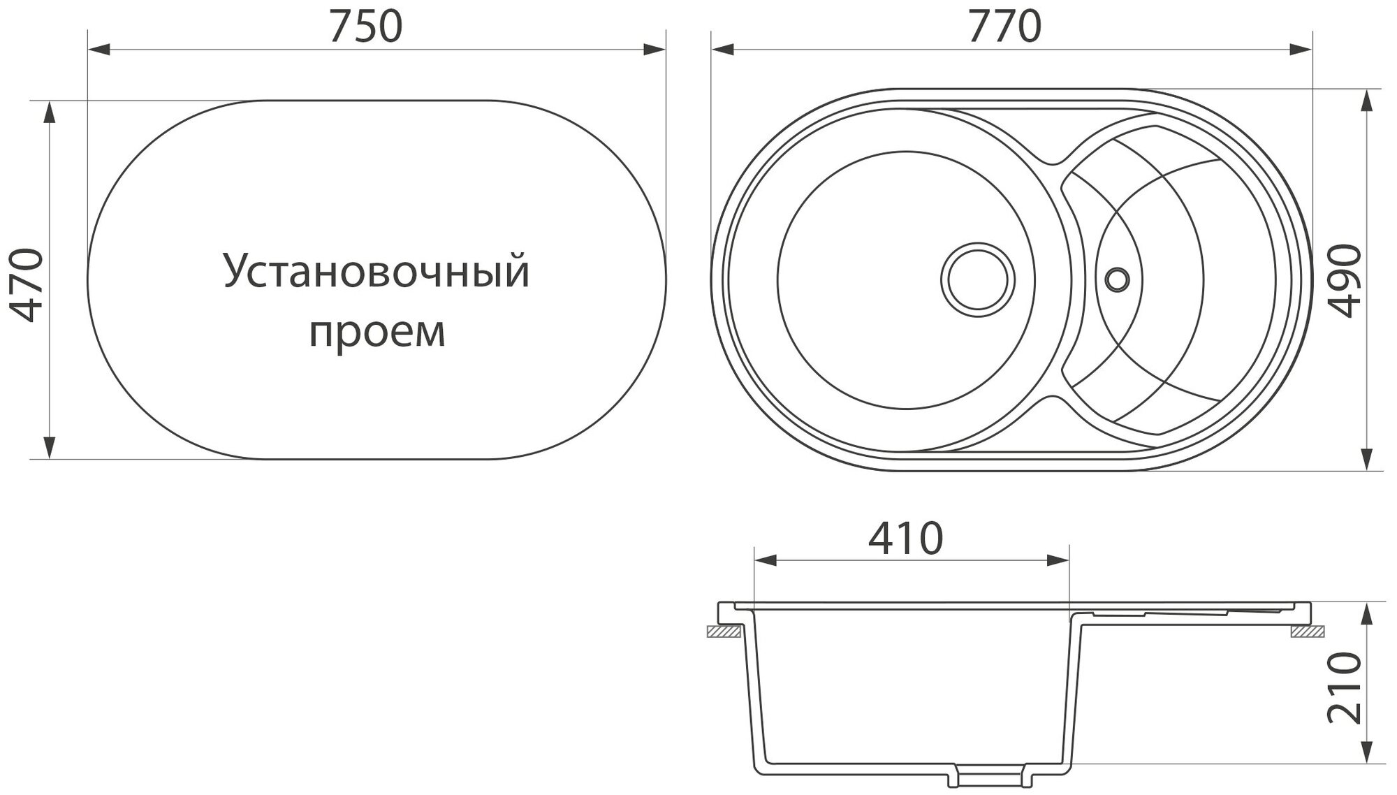 Кухонная мойка врезная GreenStone GRS-18S-310 серый - фотография № 3