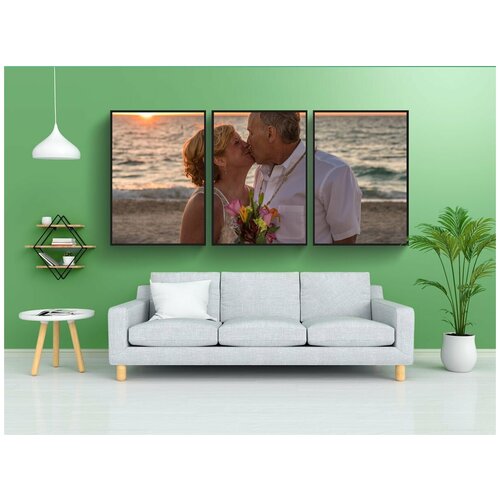 фото Набор модулных постеров для интерьера "свадьба на пляже, люди, человек" 60x90 см. в тубусе, без рамки lotsprints