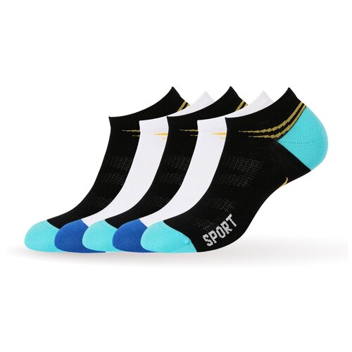 фото Носки женские minimi mini active 4500, короткие, хлопок, с принтом, спортивные, летние, 3nero/2bianco 35-38. набор - 5 шт