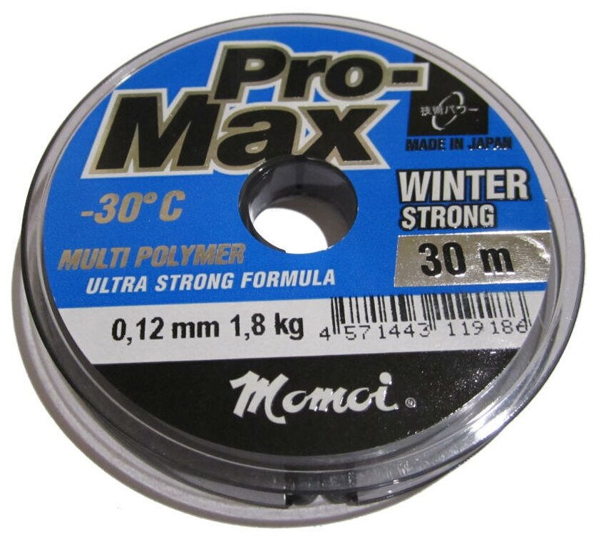 Леска Momoi Pro-Max Winter Strong 0,12мм 30м прозрачная