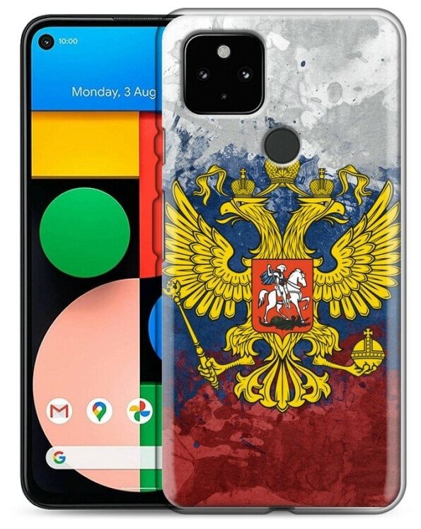 Дизайнерский силиконовый чехол для Гугл Пиксель 4а 5G / Google Pixel 4a 5G Российский флаг и герб