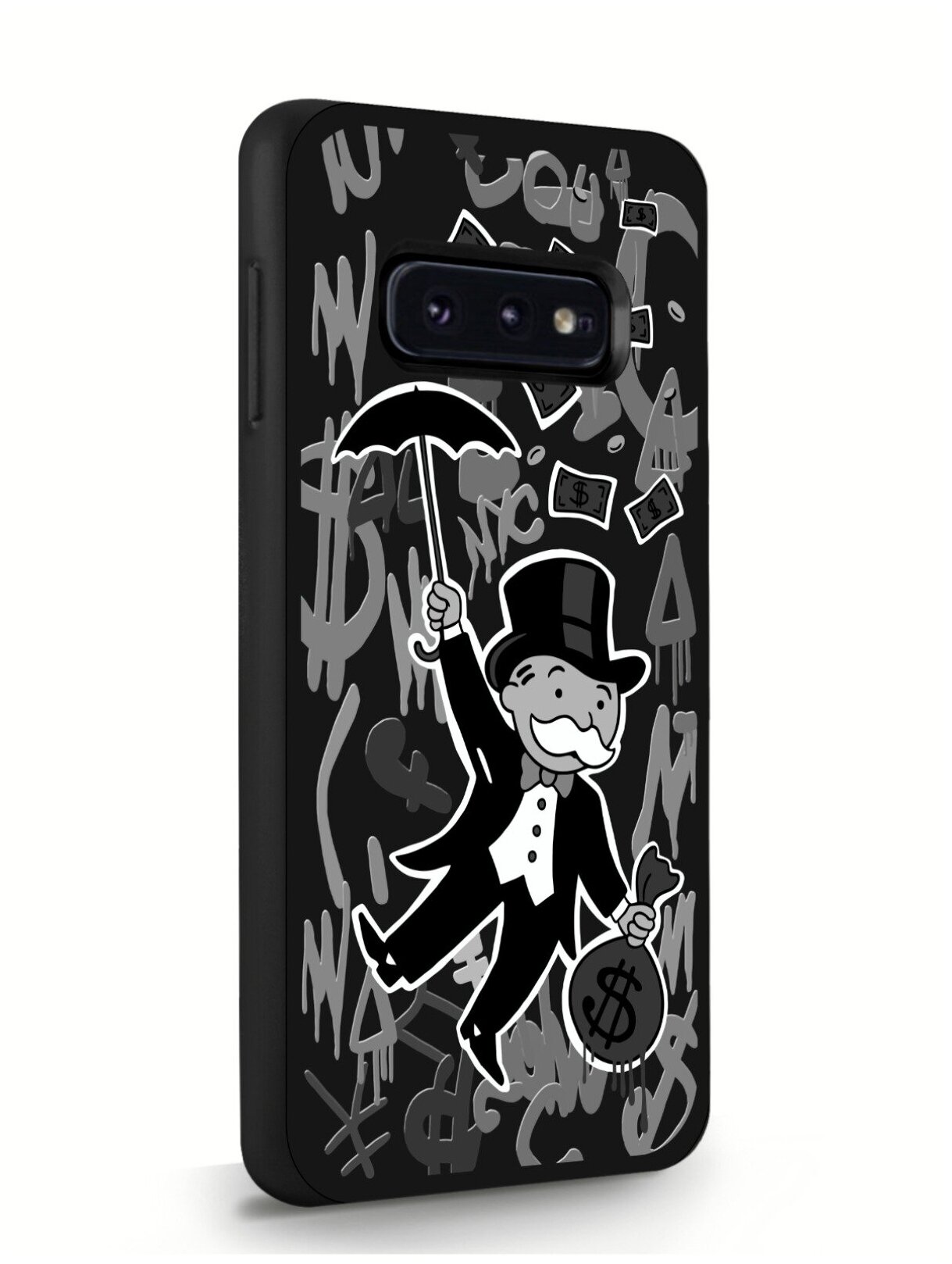 Черный силиконовый чехол MustHaveCase для Samsung Galaxy S10E Monopoly Black Edition/ Монополи для Самсунг Галакси С10E Противоударный