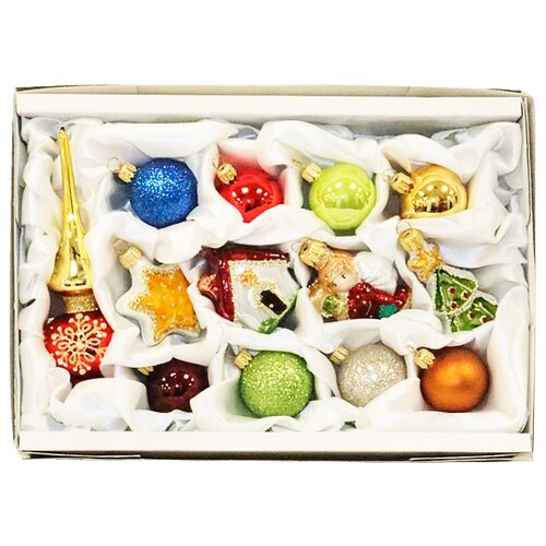 фото Набор елочных игрушек irena co малютка с верхушкой n2 7142, многоцветный, 13 шт.