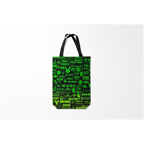 фото Сумка-шоппер / 31х42 см / геймерам / fortnite логотипы игр burnettie