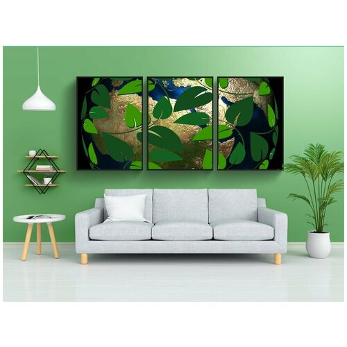 фото Набор модулных постеров для интерьера "мяч, пуля, листья" 60x90 см. в тубусе, без рамки lotsprints