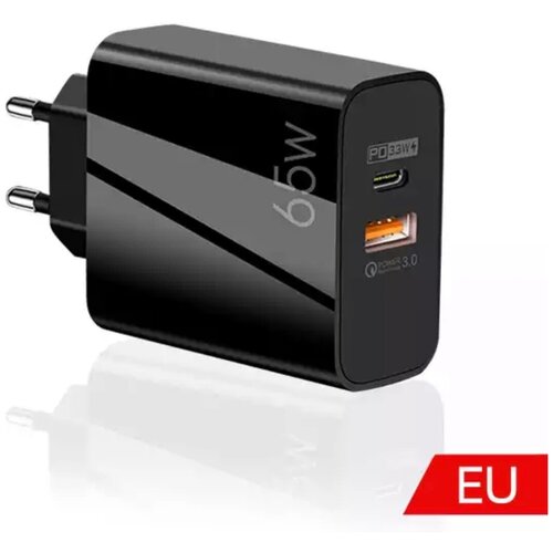 Сетевое зарядное устройство Rapture GaN-Charger A502 (1X USB+ 1X Type-C) Quick Charger 3.0, 65W, 6.6A, черный новый tps40193drcr tps61025drcr tps61087drcr tps61200drcr tps62400drcr tps62410drcr чип управления питанием