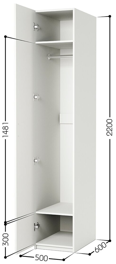Шкаф для одежды Шарм-Дизайн ДО-1 50х60х220 белый