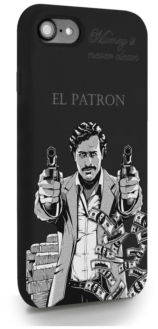 Черный силиконовый чехол MustHaveCase для iPhone 7/8/SE2020 El Patron Pablo Escobar Пабло Эскобар для Айфон 7/8/СЕ2020 Противоударный