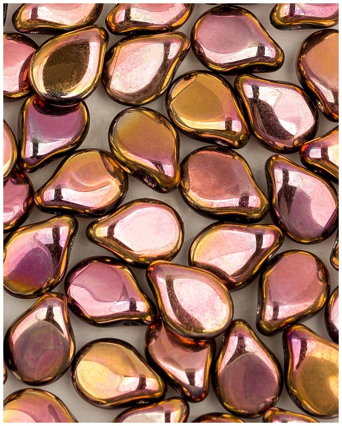 Стеклянные чешские бусины Pip Beads 5х7 мм цвет Jet Full Capri Rose 50 шт. (23980-27143*1)