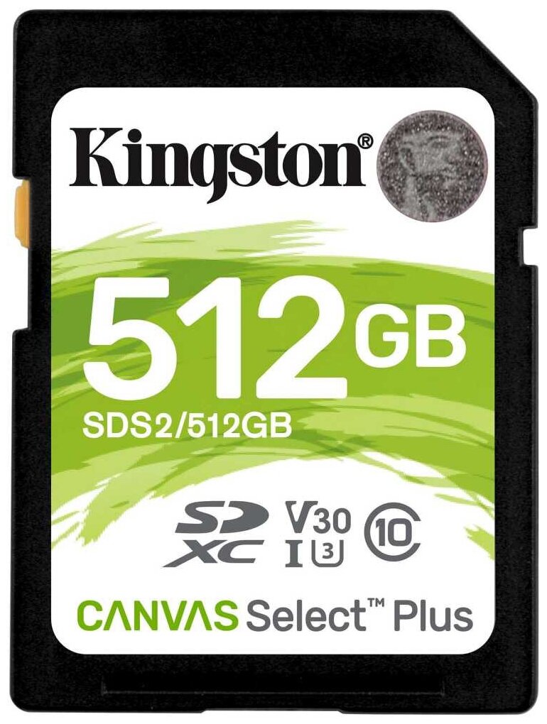 Флеш карта SDXC 512Gb Class10 Kingston SDS2/512GB Canvas Select Plus w/o adapter