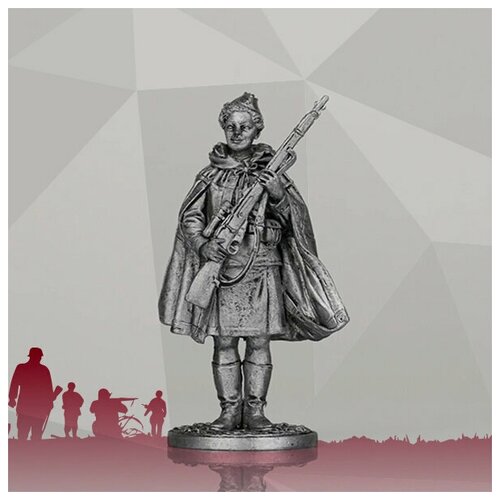 Оловянная миниатюра - фигурка из олова - Снайпер 528-го стрелкового полка Наталья Ковшова, 1942 год. СССР