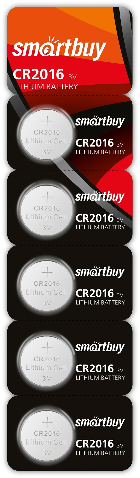 Литиевый элемент питания Smartbuy CR2016/5B (SBBL-2016-5B), 5шт.