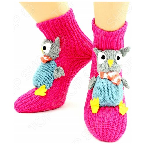 фото Носки детские hobby ндв3522, размер 14-16, сова/малин (малиновый)