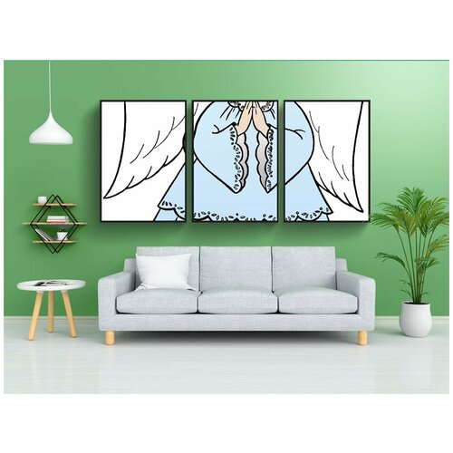 фото Набор модулных постеров для интерьера "рождественский ангел, рождество, ангел" 60x90 см. в тубусе, без рамки lotsprints