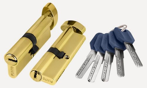 Изображение товара Цилиндровый механизм с вертушкой (Z402/80) Z4002Knob80(30+10+40) PB латунь, 5 ключей