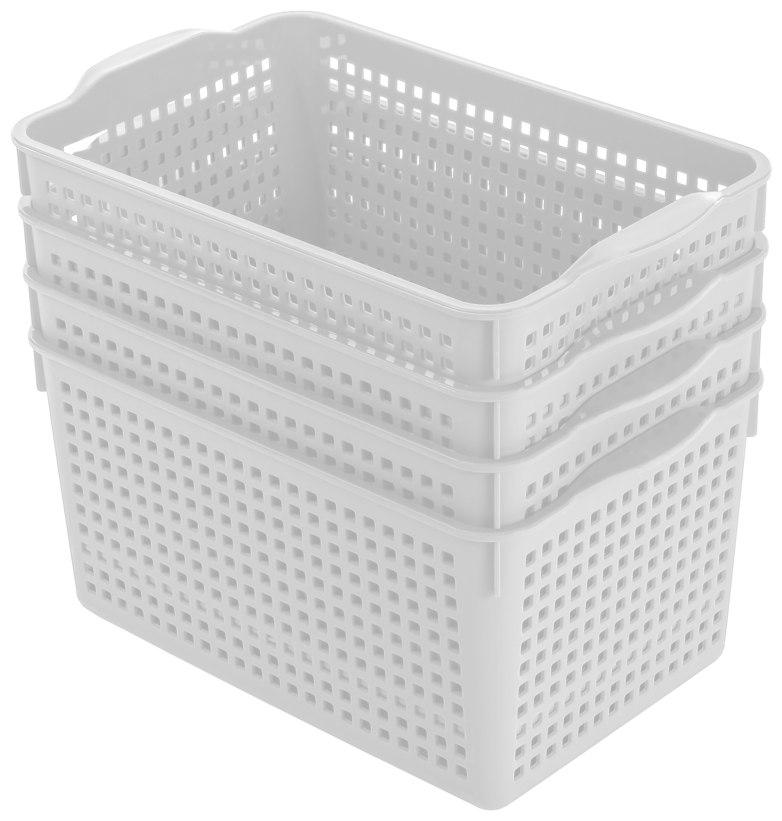 Корзина для хранения Лофт 5,3л, набор 4 шт / контейнер / хозяйственная коробка, цвет белый