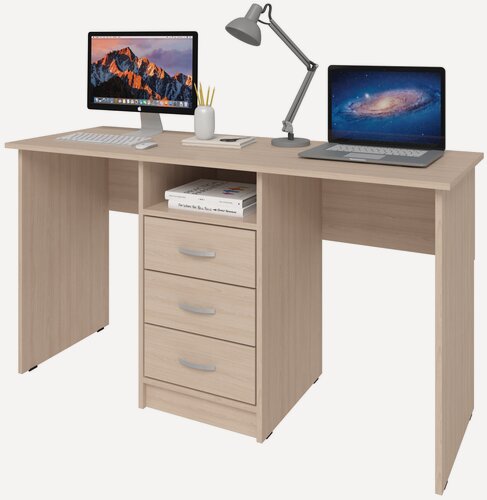 Изображение товара Стол письменный Хит-30, Ширина 160 см, Глубина 50 см, Высота 75 см, цвет: Ясень шимо светлый