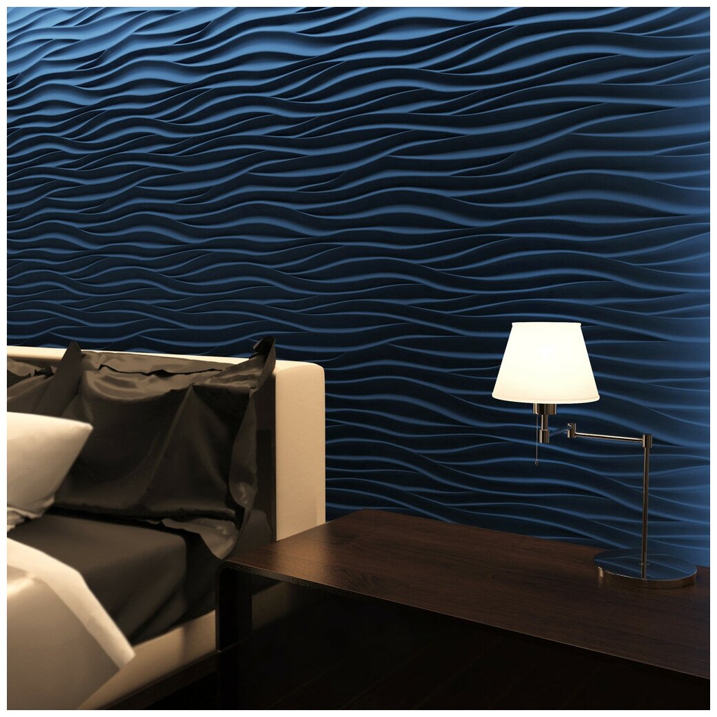 DecArt3D Стеновая 3D панель волна, 500х500мм, гипс, цвет белый - фотография № 5