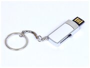 Металлическая выдвижная мини флешка для нанесения логотипа (16 Гб / GB USB 2.0 Белый/White 401 MN003)