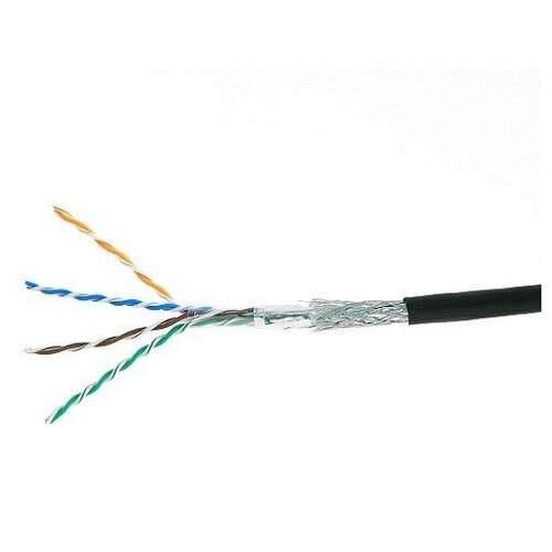 Кабель витая пара S/FTP 5e кат. 4 пары Cablexpert SPC-5051E-SO-OUT 24AWG(0.51 мм), медь, одножильный (solid), внешний, PE, чёрный, уп/305м