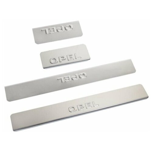 фото Накладки на пороги nps-033, opel astra j (2009-2017), штамп opel (нерж. сталь) (к-т 4 шт.) dollex