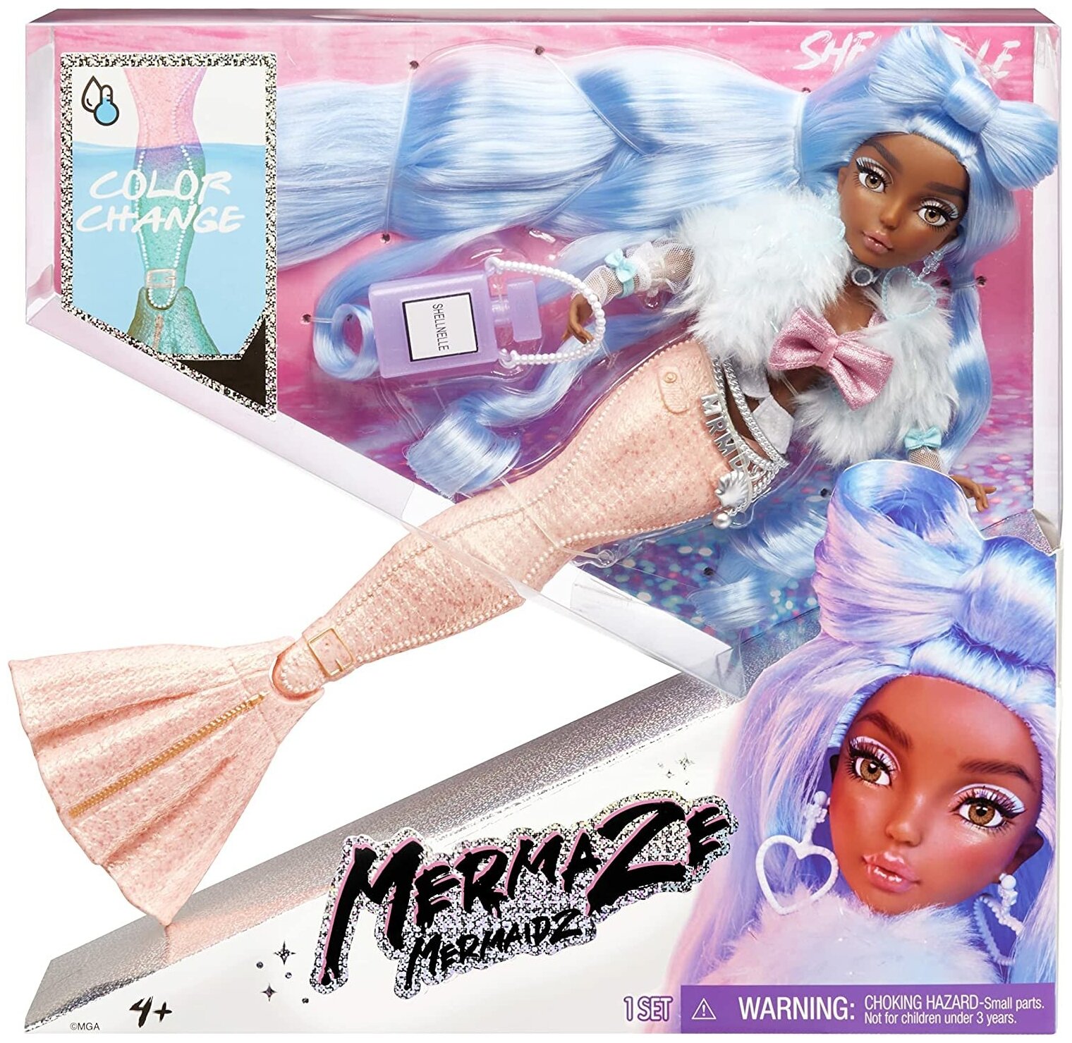 Кукла- русалка Mermaze Mermaidz Shellnelle MGA LOL (Мермазе Мермаид Меняющая Цвет Шеллнель), 34 см. 580829