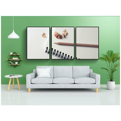 фото Набор модулных постеров для интерьера "блокнот, карандаш, стружка" 60x90 см. в тубусе, без рамки lotsprints