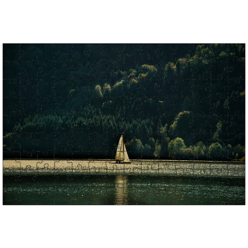 фото Магнитный пазл 27x18см."парусное судно, лодка, озеро" на холодильник lotsprints