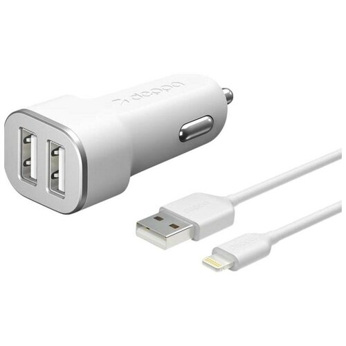 Зарядное устройство Deppa с кабелем Lightning (11291) 1 шт. зарядное устройство deppa ultra mfi apple lightning 2 4а 2xusb white 11291