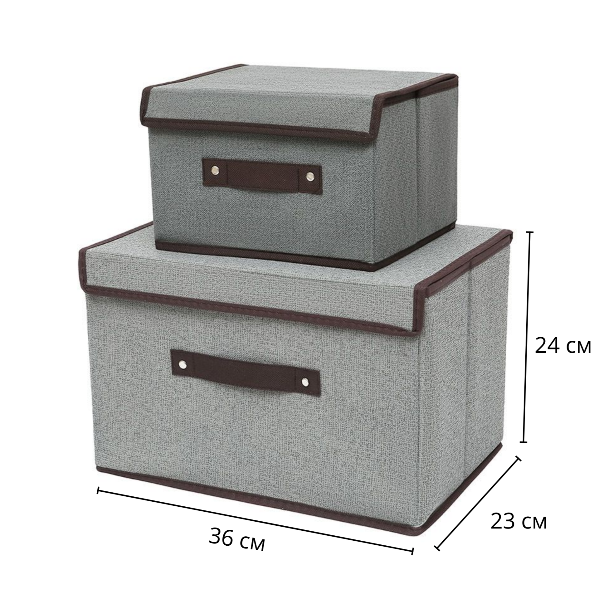 Короб для хранения вещей 36x23x24, темно-серый - фотография № 5