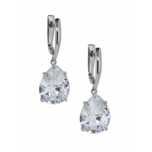 Комплект серег Игуана, серебро, 925 проба, фианит, размер 3.2 мм, белый