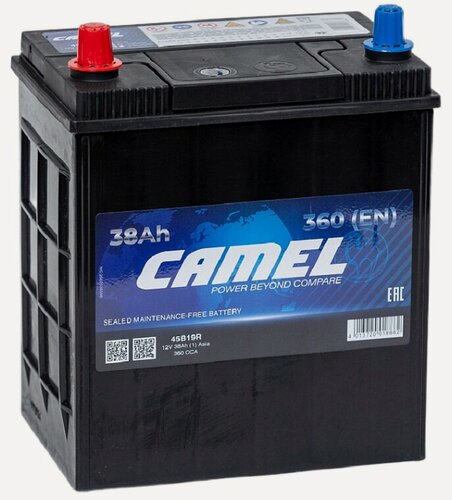Изображение товара Аккумулятор автомобильный Camel 45B19R 42 А/ч 360 А прям. пол. Азия авто (187х127х220)