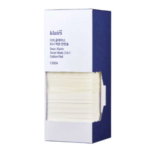 Dear, Klairs Пэды хлопковые для тонера - Toner mate 2 in 1 cotton pad, 120 штук в упаковке