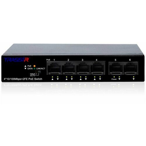 Коммутатор Trassir TR-NS1106-60-4POE (L2) 6x100Мбит/с 4PoE 60W неуправляемый