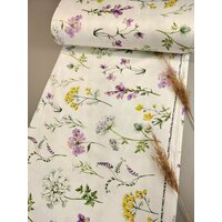 Сатин (Турция) ткань для пошива постельного белья , принт луговые цветы, метражом на отрез от 1 метра