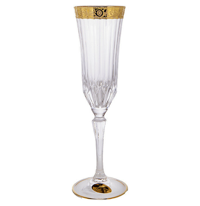 Бокалы для шампанского 180 мл 6 шт Bohemia Design "Адажио /Цветочный узор /Золото" / 226344